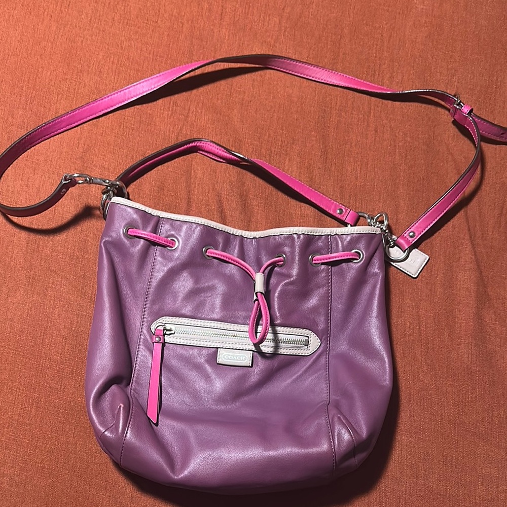 Coach Purple and Pink Crossbody Bag with Adjustable Straps
